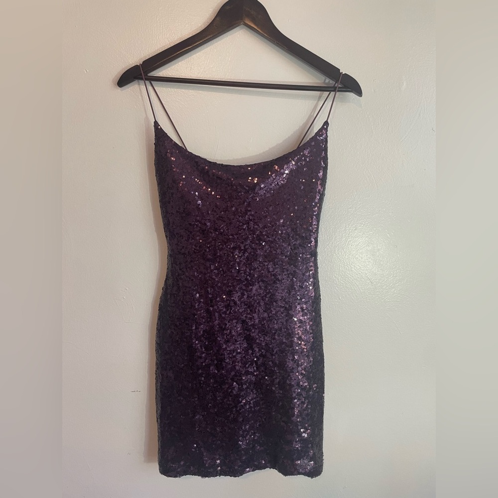 Elegant Purple Sequin Dress
